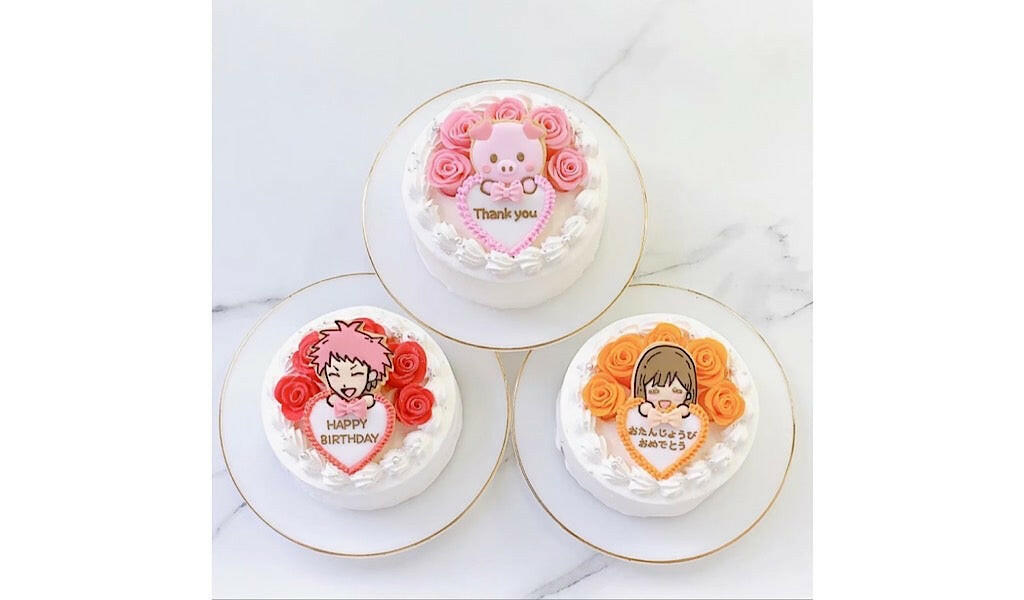 プレート持ちイラストクッキー付き✧薔薇ケーキ 　　
